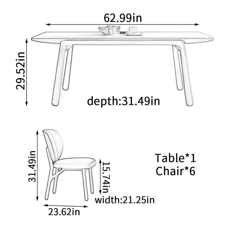 Modern Simple Cherry Wood Rectangular Large Table, 7