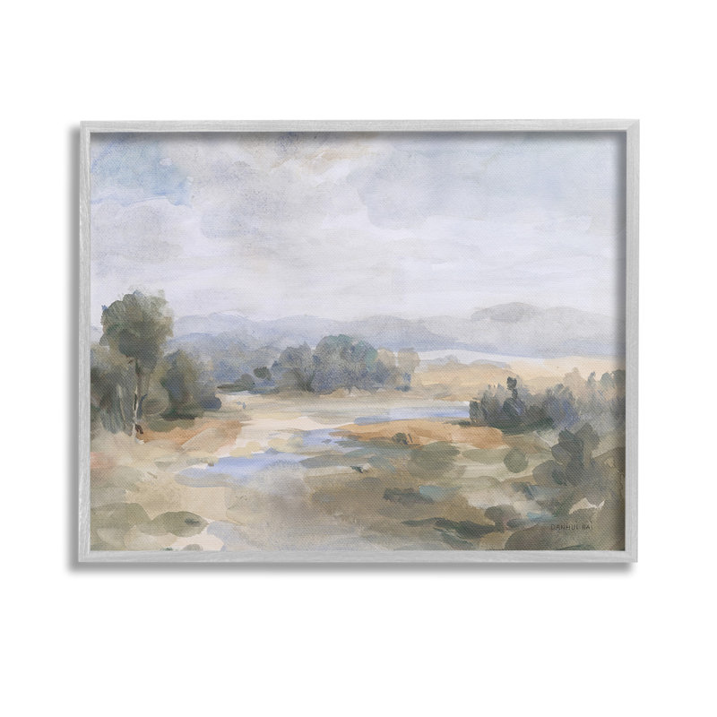 Abstrait, ruisseau et nuages, H 11 po x l 14 po, Estampe numérique Farmhouse