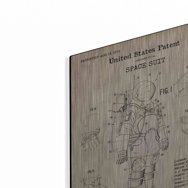 "Space suit Blueprint Brevet parchemin" par Luxe Metal Portfolio, H 16 po x l 12 po