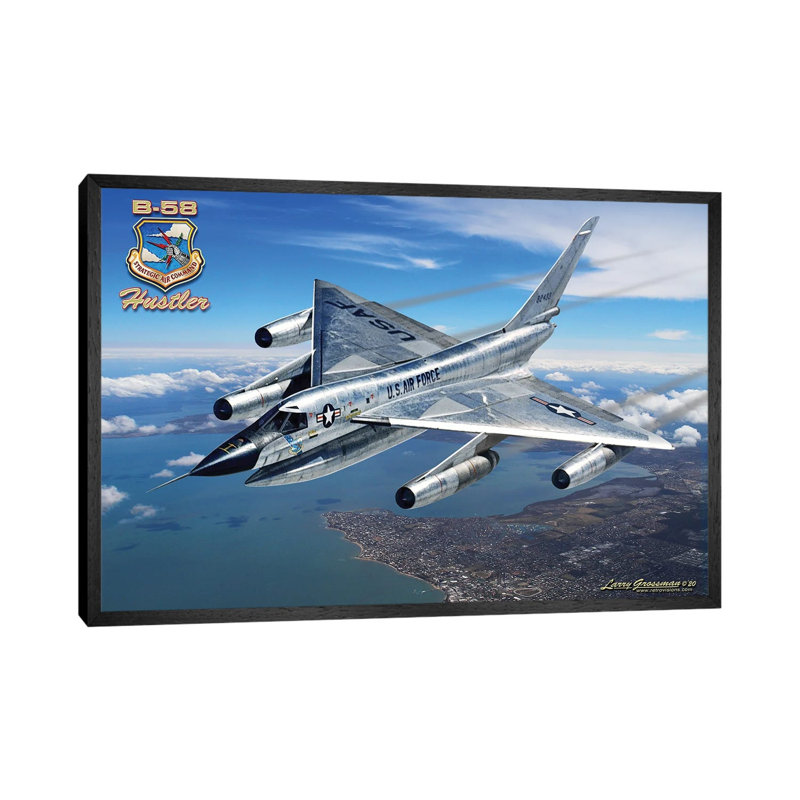 B-58 Hustler 1 Piece Wall Art on Canvas, 66.04 cm H x 45.72 cm W, Black Framed