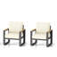 Ensemble de 2 fauteuils de patio en aluminium toutes saisons de 26,6 po avec coussins beiges épais