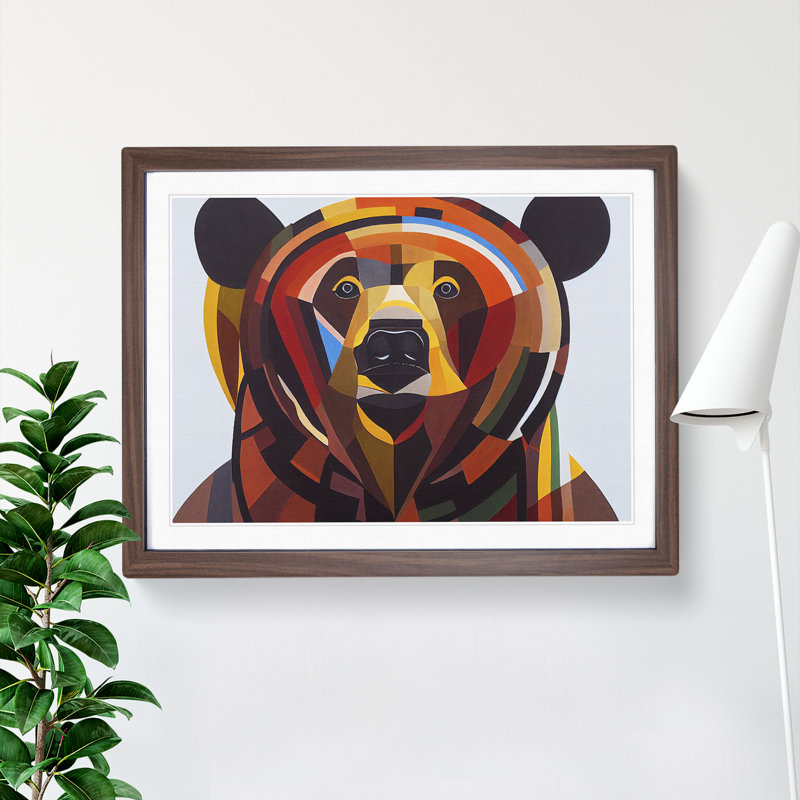 Abstract Bear Vol.3 - Framed Print, 34cm H x 46cm W x 2cm D, Walnut