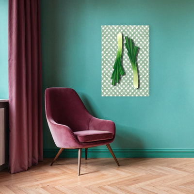 «Green Onions Gingham Vibrant Abstract Spring Landscape», reproduction d'art murale