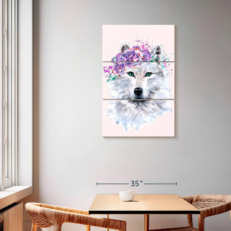 Brampt Floral Wolf, 57" H x 36" W