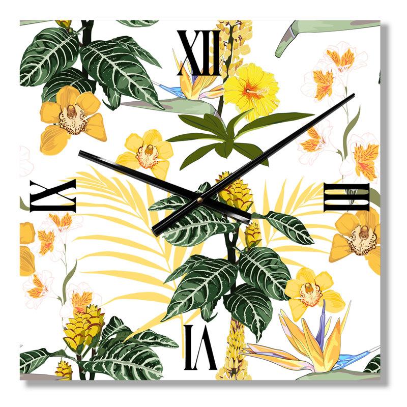 Horloge murale à motif de belles fleurs, Petit
