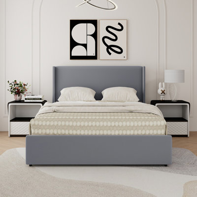 Jaylei 4 Drawers Upholstered Storage Bed with Wingback Headboard