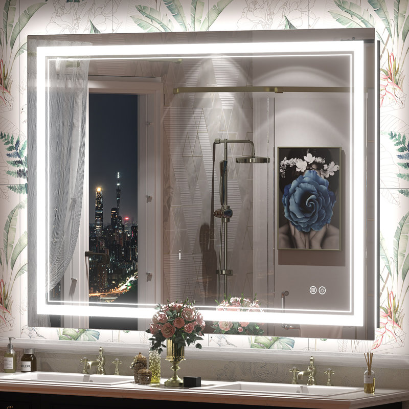 Miroir de salle de bain / de meuble-lavabo à DEL en verre trempé anti-buée certifié UL - Basics by Wayfair ™, 48 po x 36 po