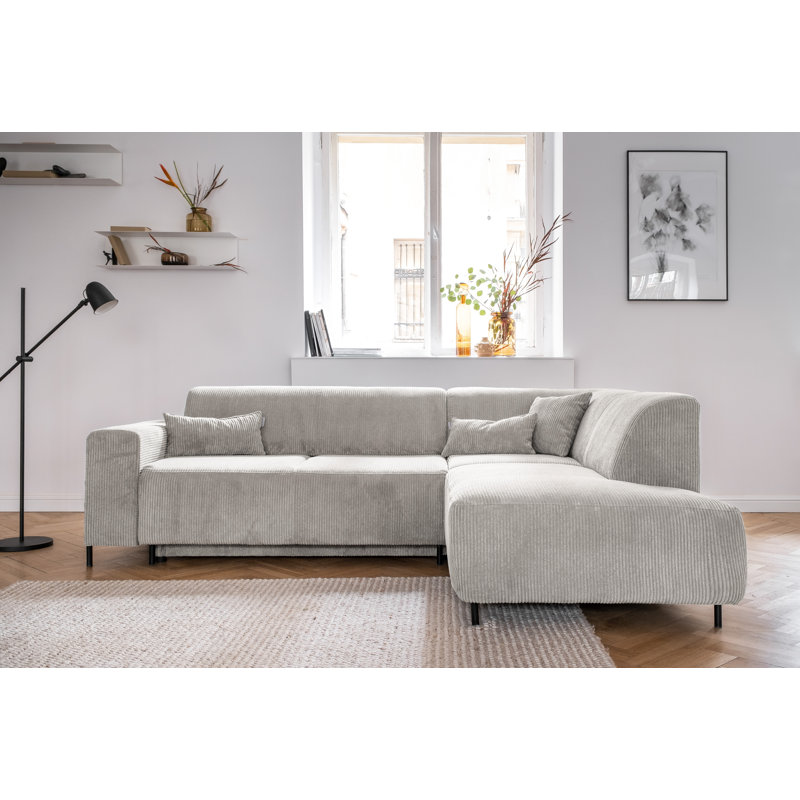 Cuddly Mia Corner Sofa Bed, Beige, Right facing