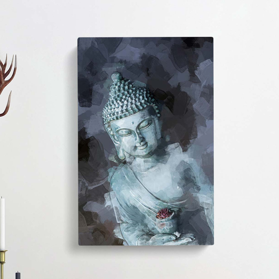 Smoke Surrounding The Buddha In Abstract - Wrapped Canvas