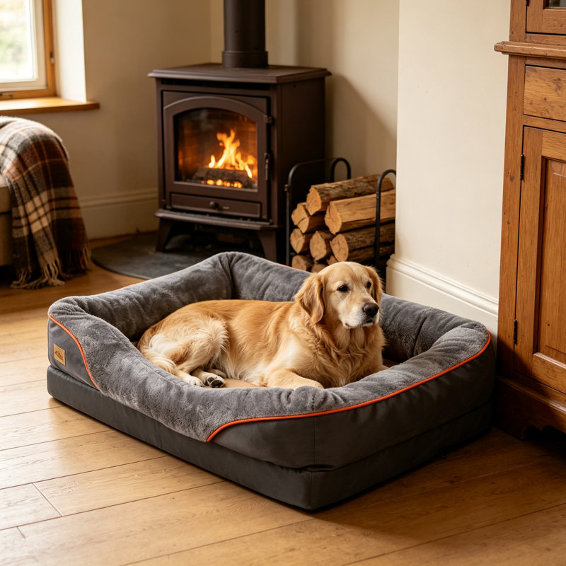 Orthopaedic Dog Bed Bolster Cushion, 30cm H x 97cm W x 72cm D