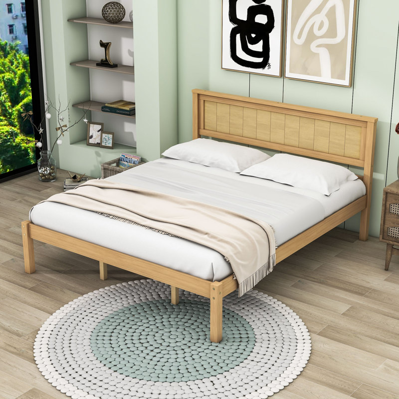 Citarelli Wood Platform Bed with Headboard, Queen