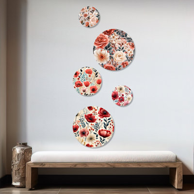Weishaar - Ensemble d'art mural floral rond et floral de 5