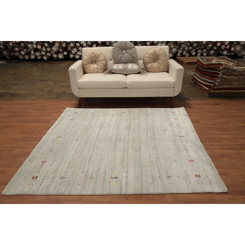 Handmade Wool Gabbeh Style Square Area Rug 6x6