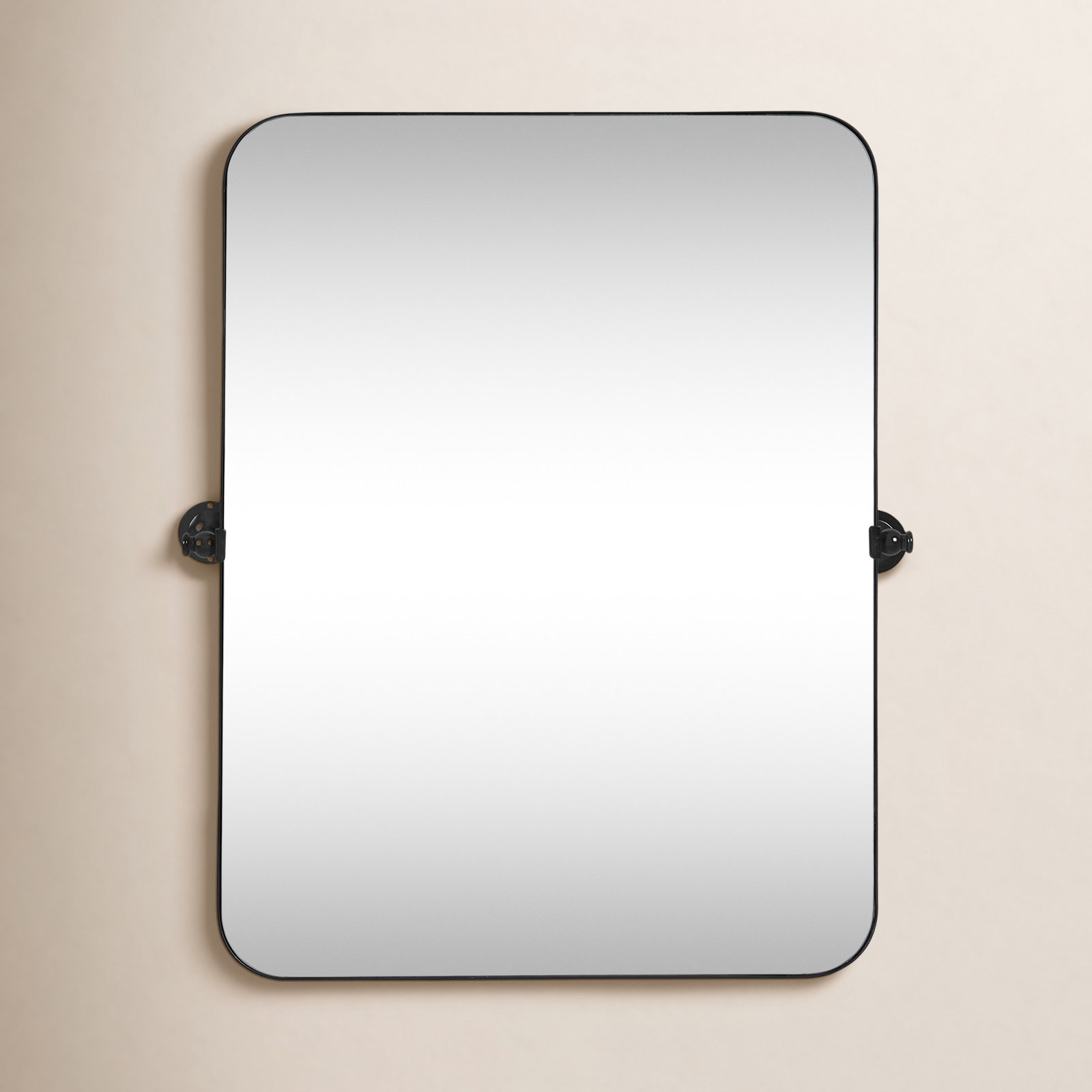 Qualls Metal Wall Mirror, Black, 36" H x 24" W