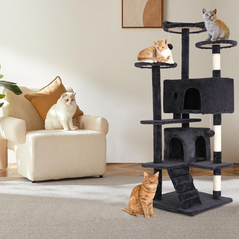 Tour pour arbre à chat Derrell, H 54 po x l 20 po x P 20 po, Gris