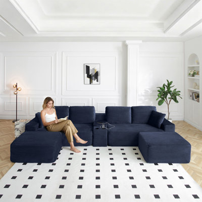 Canapé modulaire 125 "avec deux repose-pieds