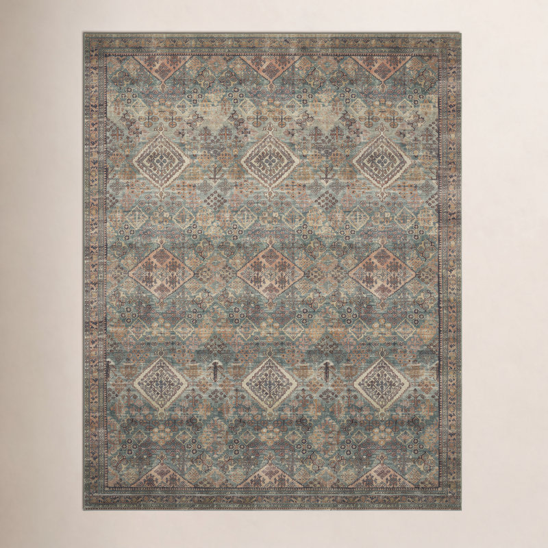 Magnolia Home By Joanna Gaines X Loloi Sinclair Machine Washable Turquoise / Multi Area Rug, Rectangle 2'3" x 3'9"