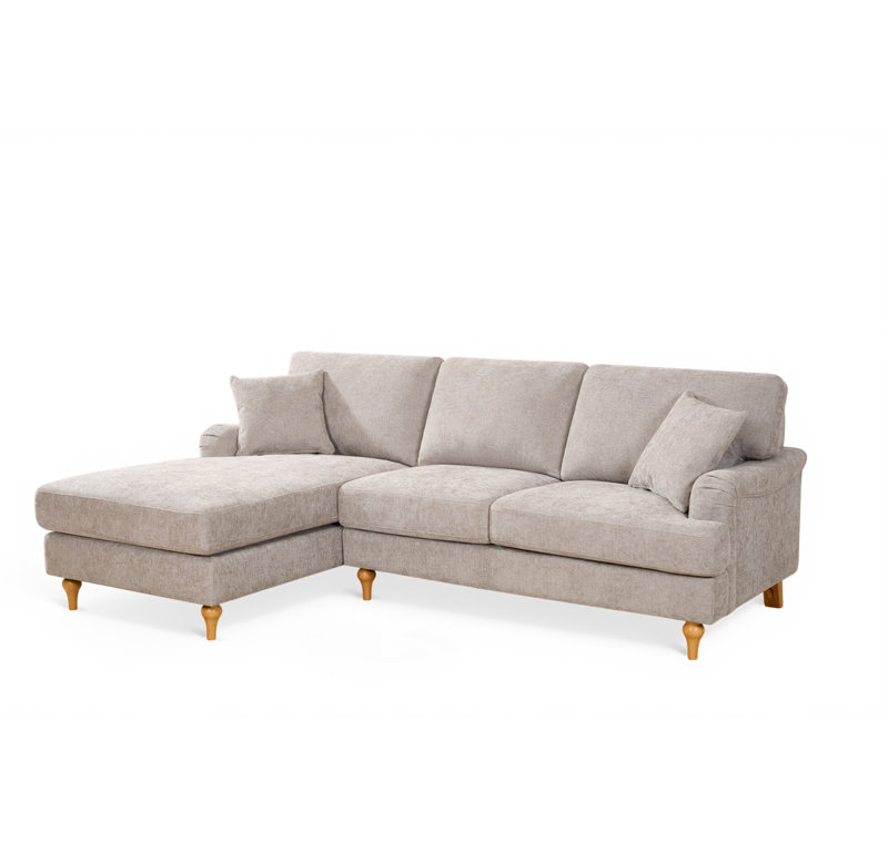 Hamilton 3 Seater Corner Sofa, Chenille - Grey, Left Hand Facing