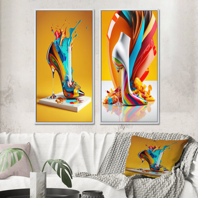 " Multicolor Glass High Heel Shoe " 2 - Pieces
