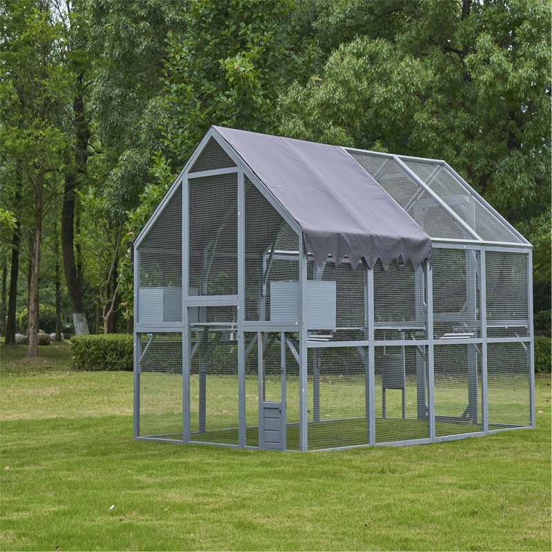 Enclos pour chat d'extérieur pour chat 110 "avec plateformes, housse imperméable améliorée