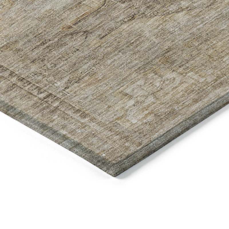 3' X 5' Brown And Taupe Aztec Washable Indoor Outdoor Area Rug