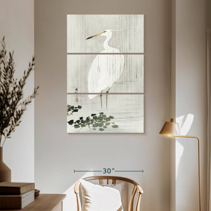 Brampt Egret In Rain, 65" H x 42" W