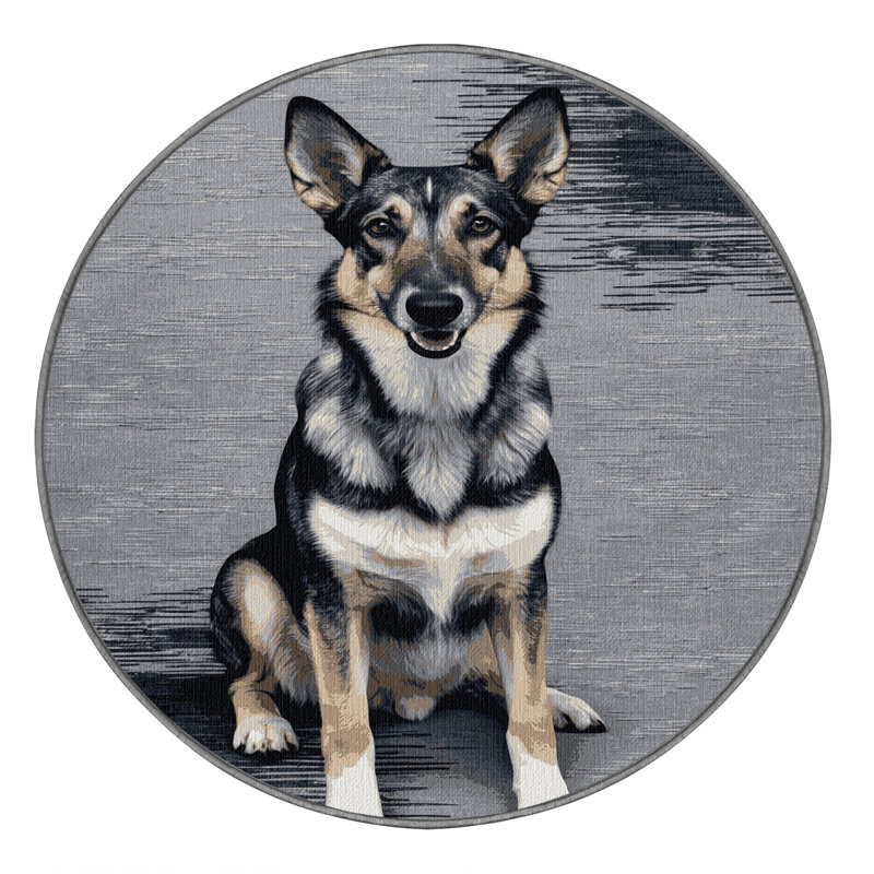  Tapis lavable pour chien norvégien Elkhound, Rond 8 pi