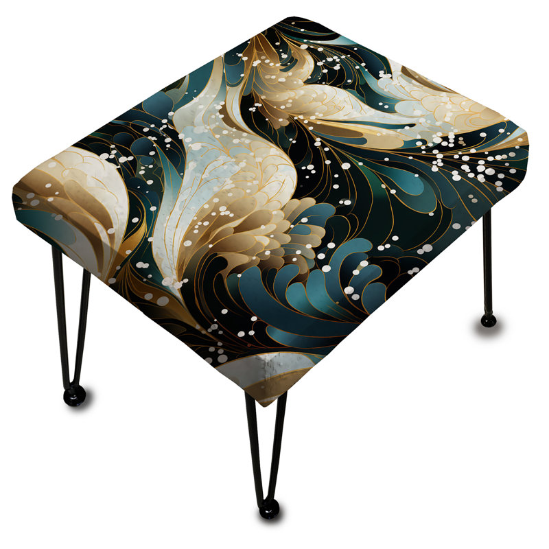 Bleu et doré Essence éthérée - Repose-pieds rectangulaire abstrait