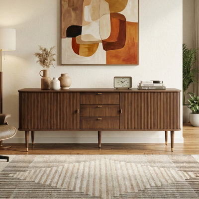 Mandea 79” Walnut Fluted Sideboard