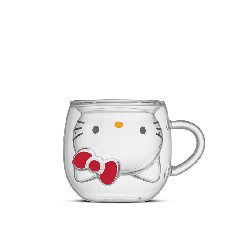 Hello Kitty 3D Double Wall Coffee Mug, Clear, 13.5