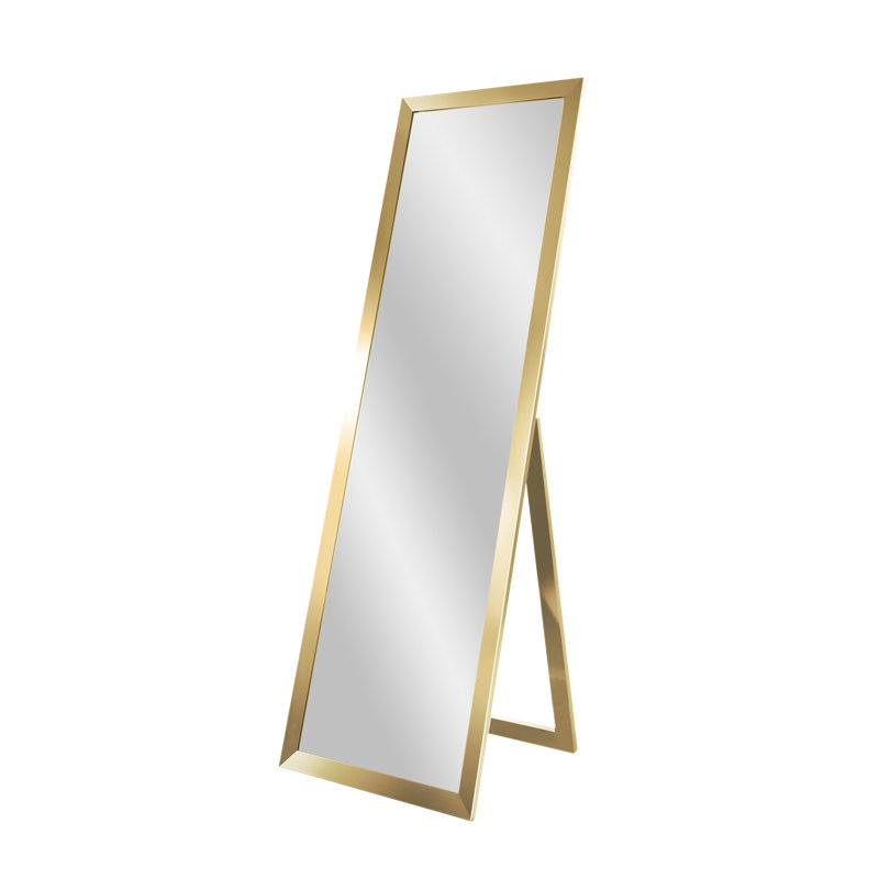 Janaja Wood Flat Floor Mirror, Gold
