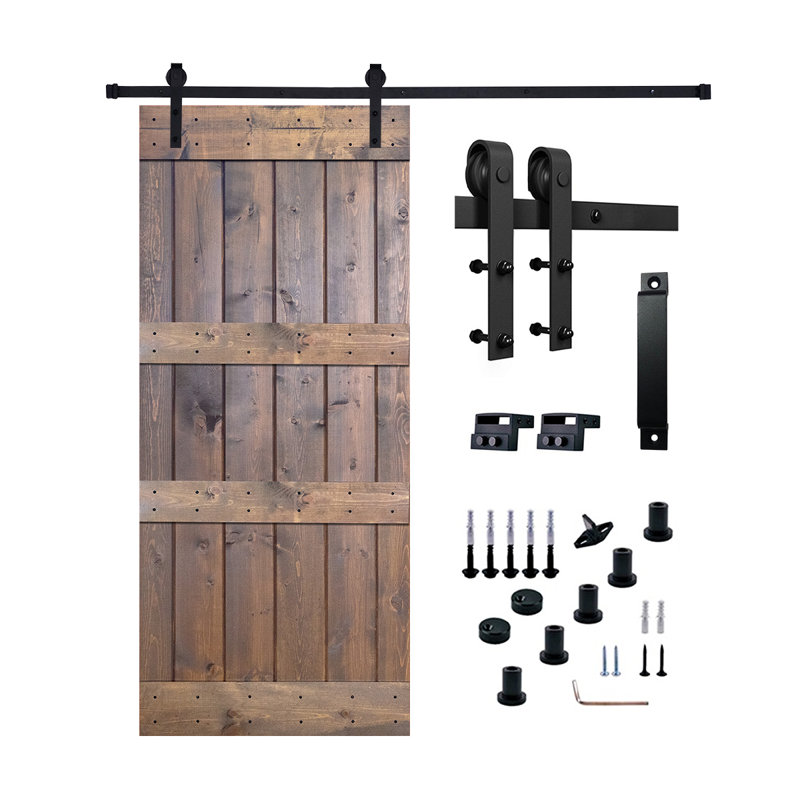 Briar Smoke 30" Knotty Pine Sliding Barn Door with Hardware Kit