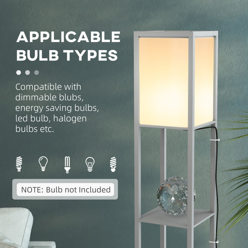 Niks 156cm Column Floor Lamp, Light Grey