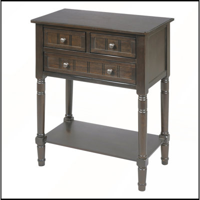 Narrow Console Table Slim Sofa Table with Three Storage Drawers and Bottom Shelf