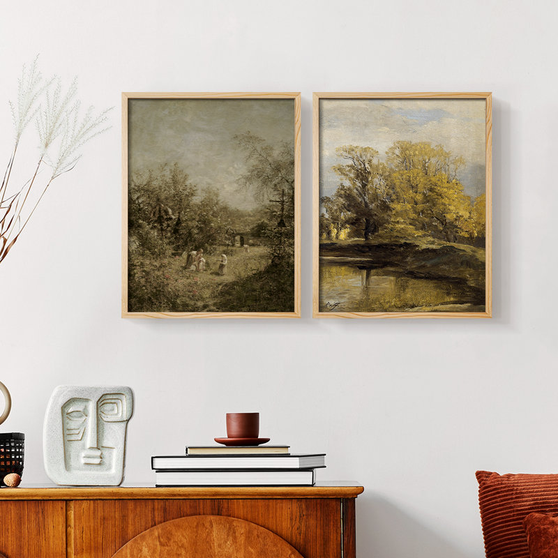 «Vintage Landscape XXIX», impression giclée sur cadre - ensemble de 2, Naturel, H 23 po x l 58 po