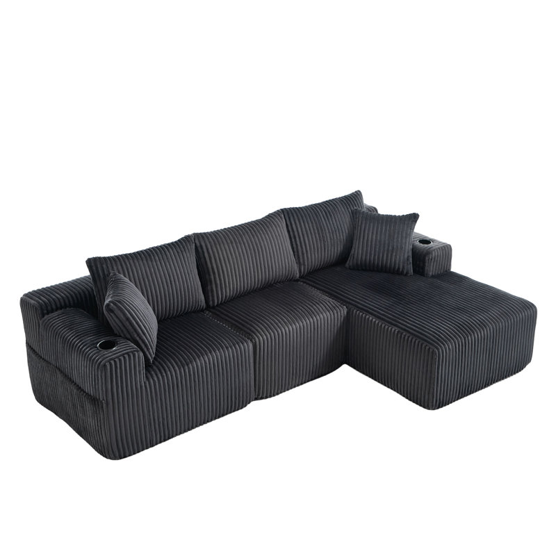3 Seater Corduroy Sofa, Grey