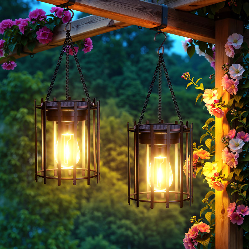 Solar Lanterns Outdoor Waterproof, Upgraded Bright Hanging Solar Lights Outdoor Lantern, Metal Outdoor Solar Lanterns Decorative, Hanging Solar Lantern Lights For Yard Patio Garden Wedding Decor