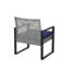 Ensemble de meubles de patio 4 pièces pour balcon, porche, jardin, jardin, cour, plateau de table en bois d'acacia gris, coussin bleu et rotin gris clair-571179797