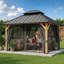 Cedar Wooden Gazebo-3.6m x 3.0m (12ft x 10ft),Cedar Frame, Double-Layer Beams, Powder-Coated Steel Roof, Ideal for Garden, Patio