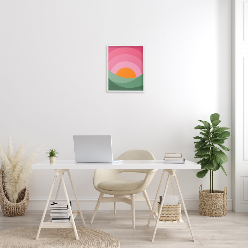 «Pink Landscape», estampe numérique de Carrie Cantwell, Estampe numérique encadrée blanc bord de mer, H 20 po x l 16 po