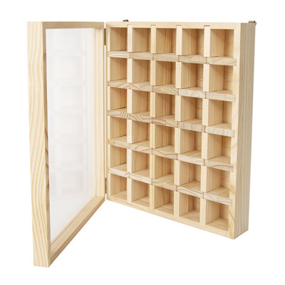 30Grid Wooden Display Box for Crystals Rocks Minerals Collectibles Adjustable