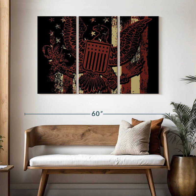 Brampt American Flag Grunge Eagle, 32" H x 50" W