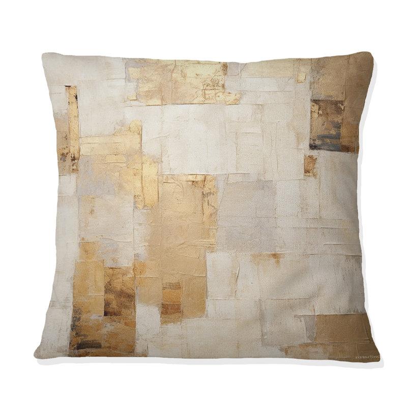 Coussin décoratif beige et doré Dream Collage I - Abstract Shapes