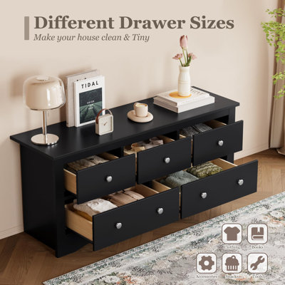 5-Drawer Wooden Dresser With Chest Storage, Bedroom Dresser & Tv Stand For Tvs Up To 65''