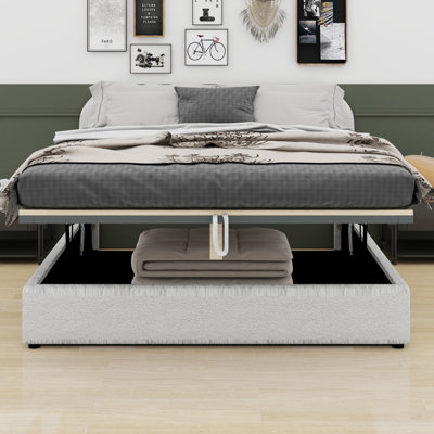 Upholstered Platform Bed With Hydraulic Storage System