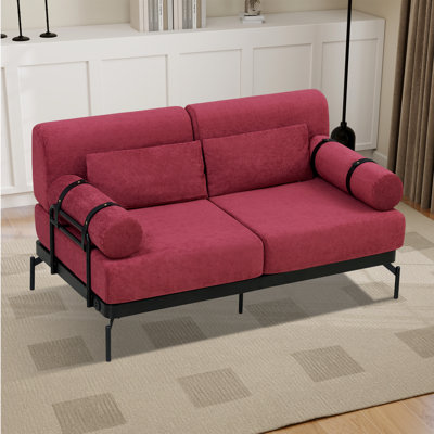 59" Loveseat Sofa, Mid Century Modern Couch, 2 Seater Deep Seat Chenille Sofa With Usb Ports by George Oliver