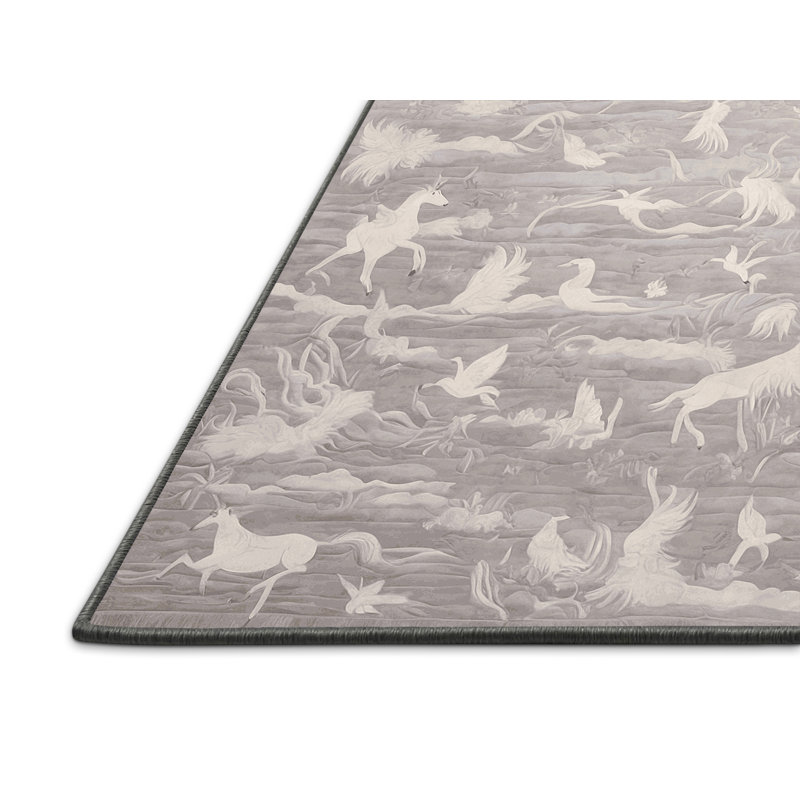 Tapis gris soyeux et moelleux, Rectangle 2 pi x 3 pi