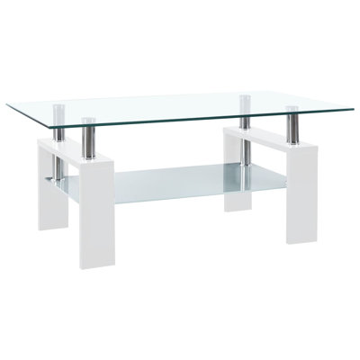 Paizleigh vidaXL Coffee Table, Tempered Glass Top, Center Table, 37.4''x21.7''x15.7''