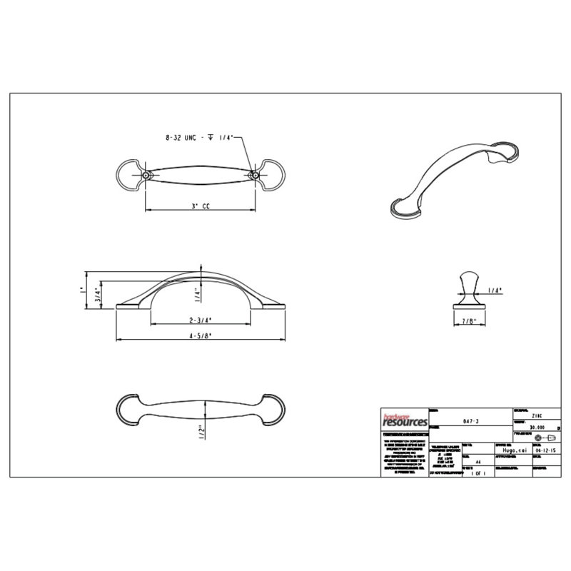 Watervale 3" Center to Center Arch Pull, Brushed Pewter