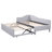 Twin Size Upholstered L-Shaped Upholstered Daybed With Pop Up Trundle, Gray-1558413694